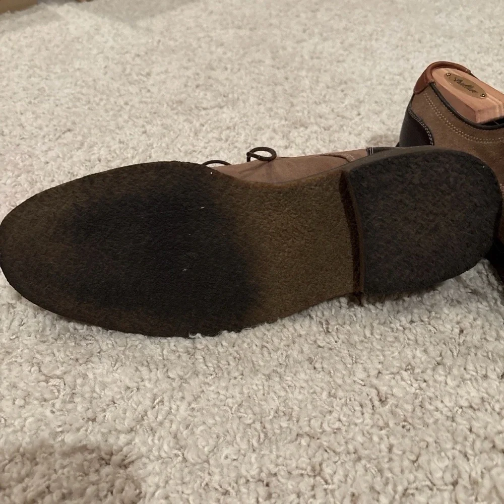 Johnston & Murphy Men's Size 11 Sheepskin Plain Toe Suede Oxford Tan Brown Shoes